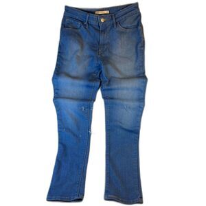 Levis 721 Jeans Wm's 29 Medium Blue High Rise Skinny Distressed Jeans